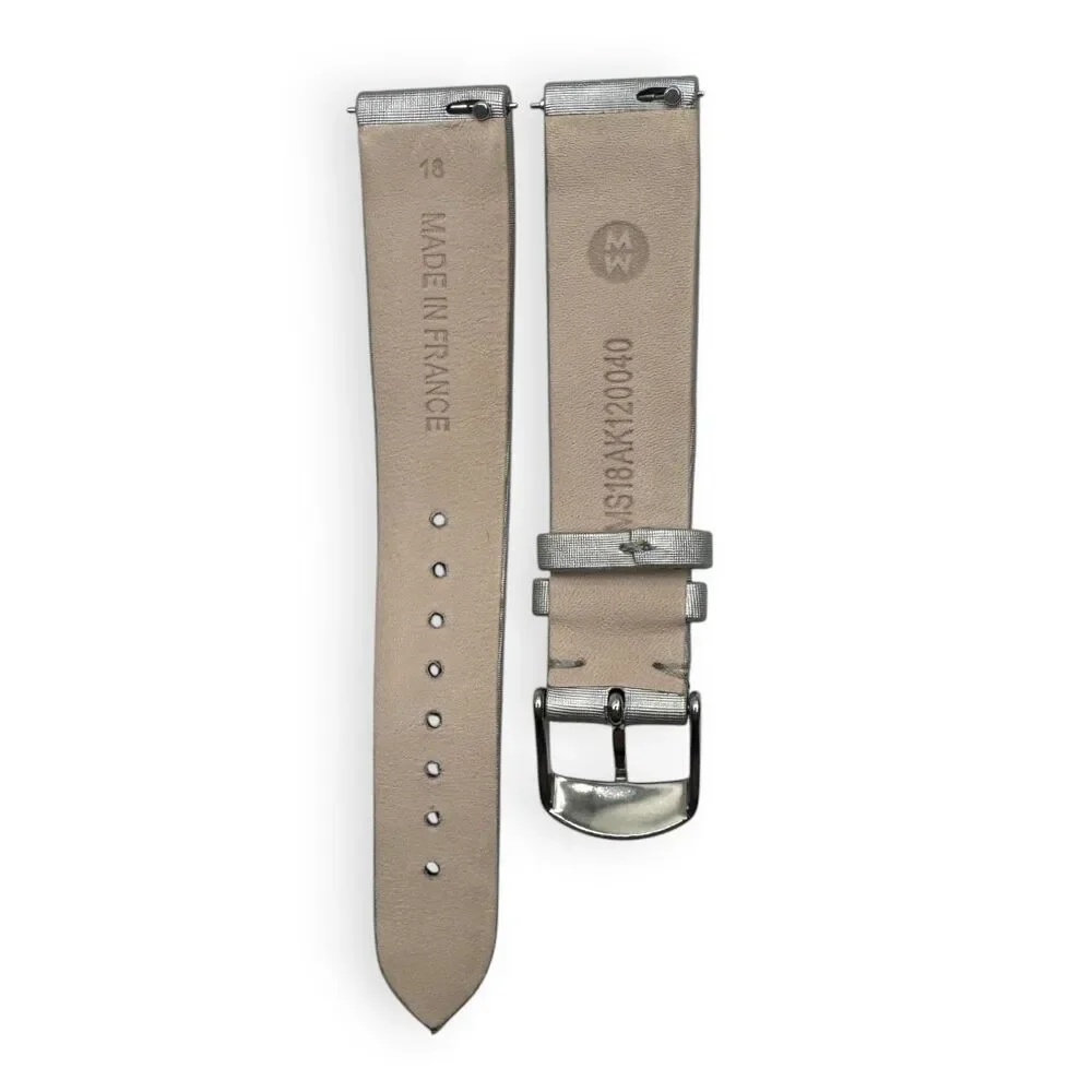 MICHELE 18mm Silver Gray Satin Replacement Watch Strap Rare NWOT with Pouch